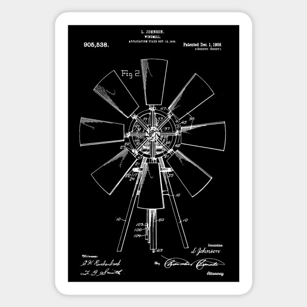 Windmill Patent 1908 vintage windmill farmhouse Sticker by Anodyle